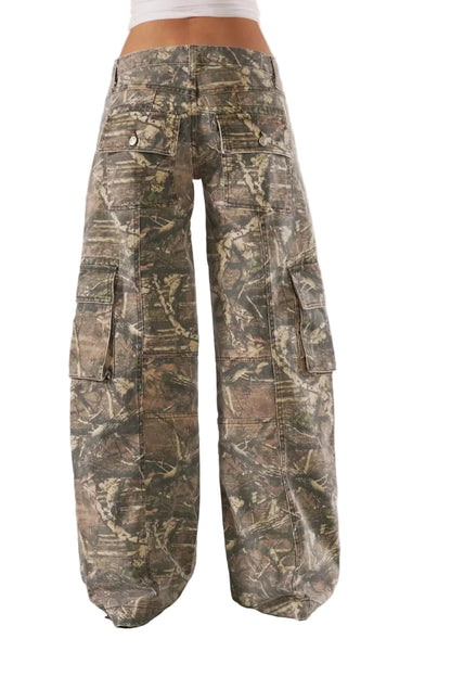 Dame Cargo Bukser Camouflage Stil Med Funktionelle Lommer 2
