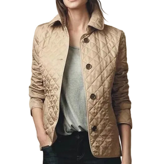 Dame Casual Jakke med Diamant Quiltet Design 0