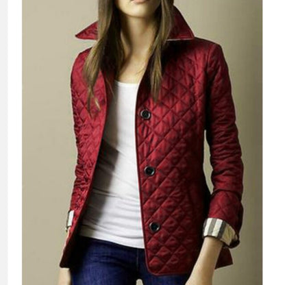 Dame Casual Jakke med Diamant Quiltet Design 1