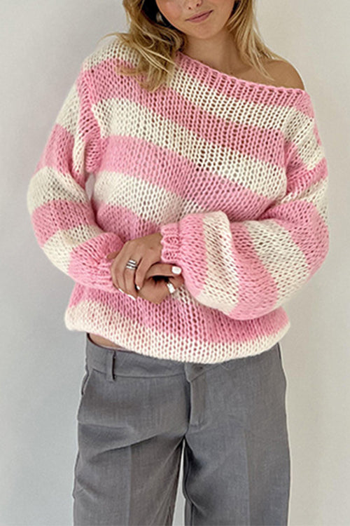 Dame Casual Pullover Sweater med Striber 10