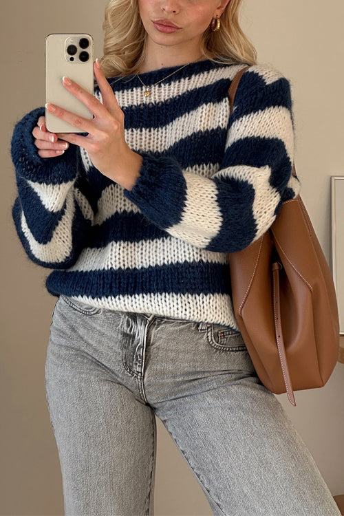 Dame Casual Pullover Sweater med Striber 3