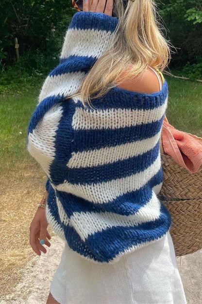 Dame Casual Pullover Sweater med Striber 8