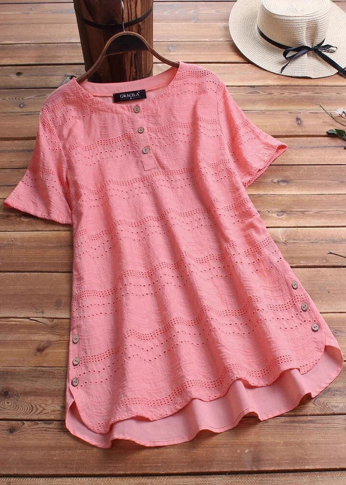 Dame Casual Top med Broderi og Patchwork 1