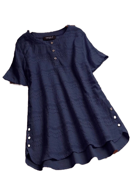 Dame Casual Top med Broderi og Patchwork 4