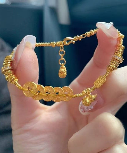 Dame Charm Armbånd med Overgildet Design 4