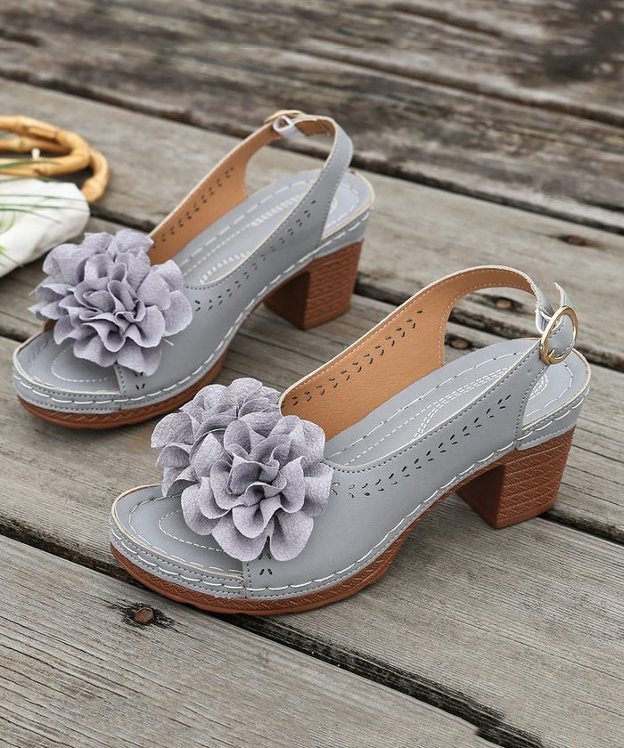 Dame Chunky Sandaler med Blomsterdesign 1