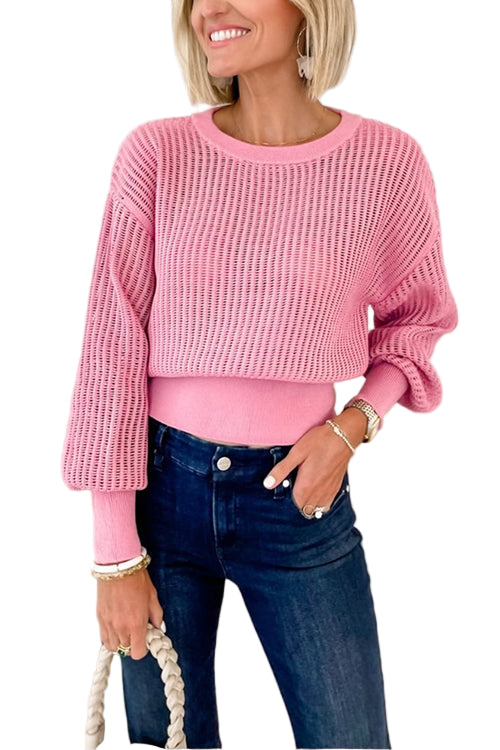 Dame Crewneck Sweater med Skåret Bagdesign 0