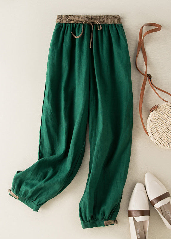 Dame Crop Bukser Med Bindebånd Og Lommer Baggy Casual Stil 0