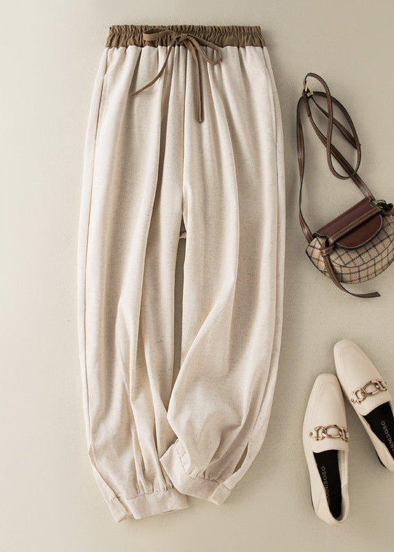 Dame Crop Bukser Med Bindebånd Og Lommer Baggy Casual Stil 1