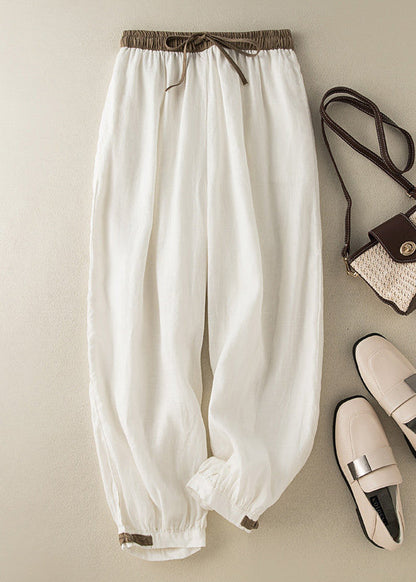 Dame Crop Bukser Med Bindebånd Og Lommer Baggy Casual Stil 2
