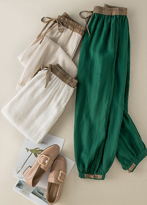 Dame Crop Bukser Med Bindebånd Og Lommer Baggy Casual Stil 3