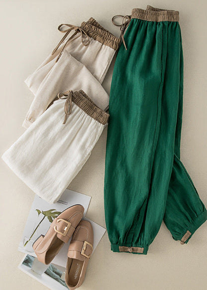Dame Crop Bukser Med Bindebånd Og Lommer Baggy Casual Stil 3
