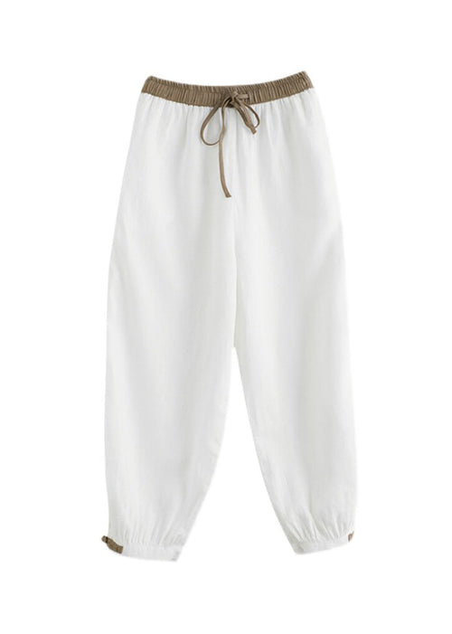 Dame Crop Bukser Med Bindebånd Og Lommer Baggy Casual Stil 4