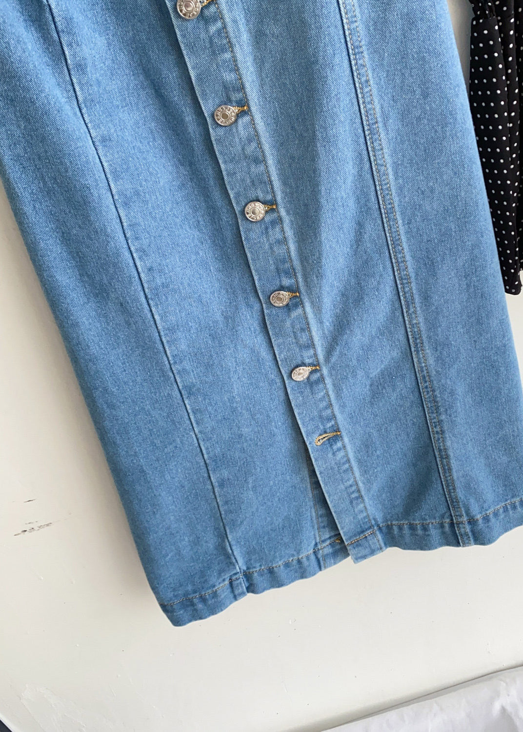 Dame Denim Nederdel Med Knapper og Omslag 4