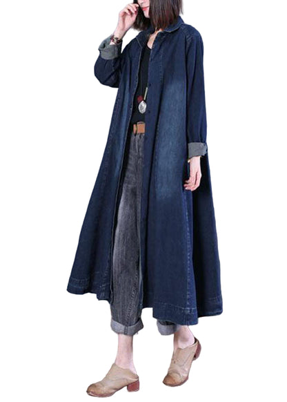 Dame Denim Trenchcoat med Peter Pan Krave 0