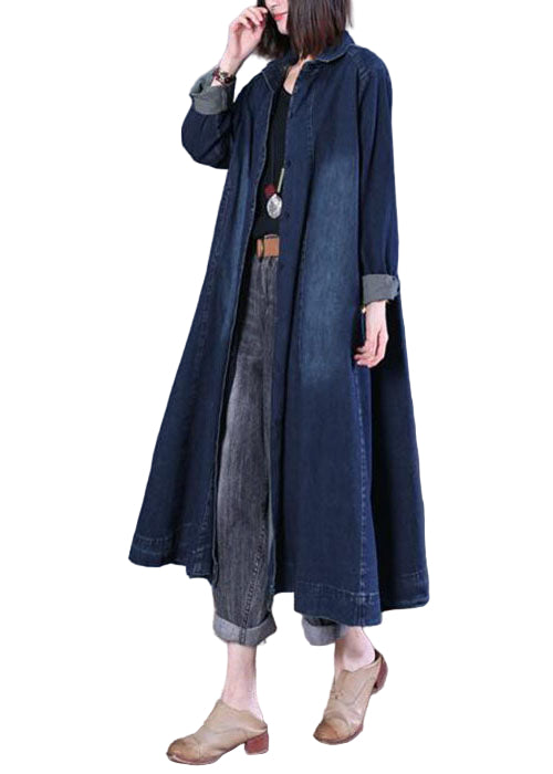 Dame Denim Trenchcoat med Peter Pan Krave 0