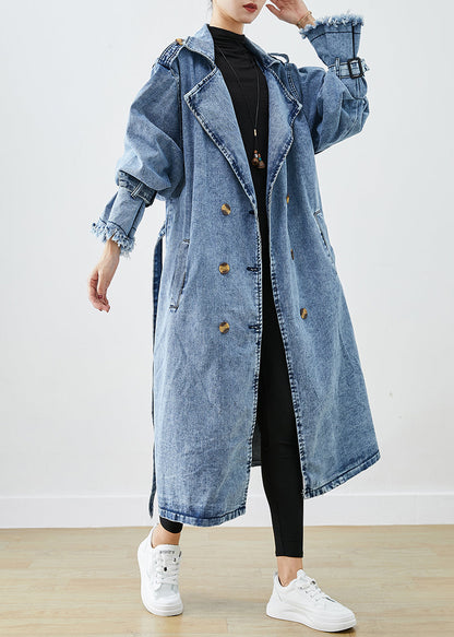 Dame Denim Trenchcoat med Revers 2
