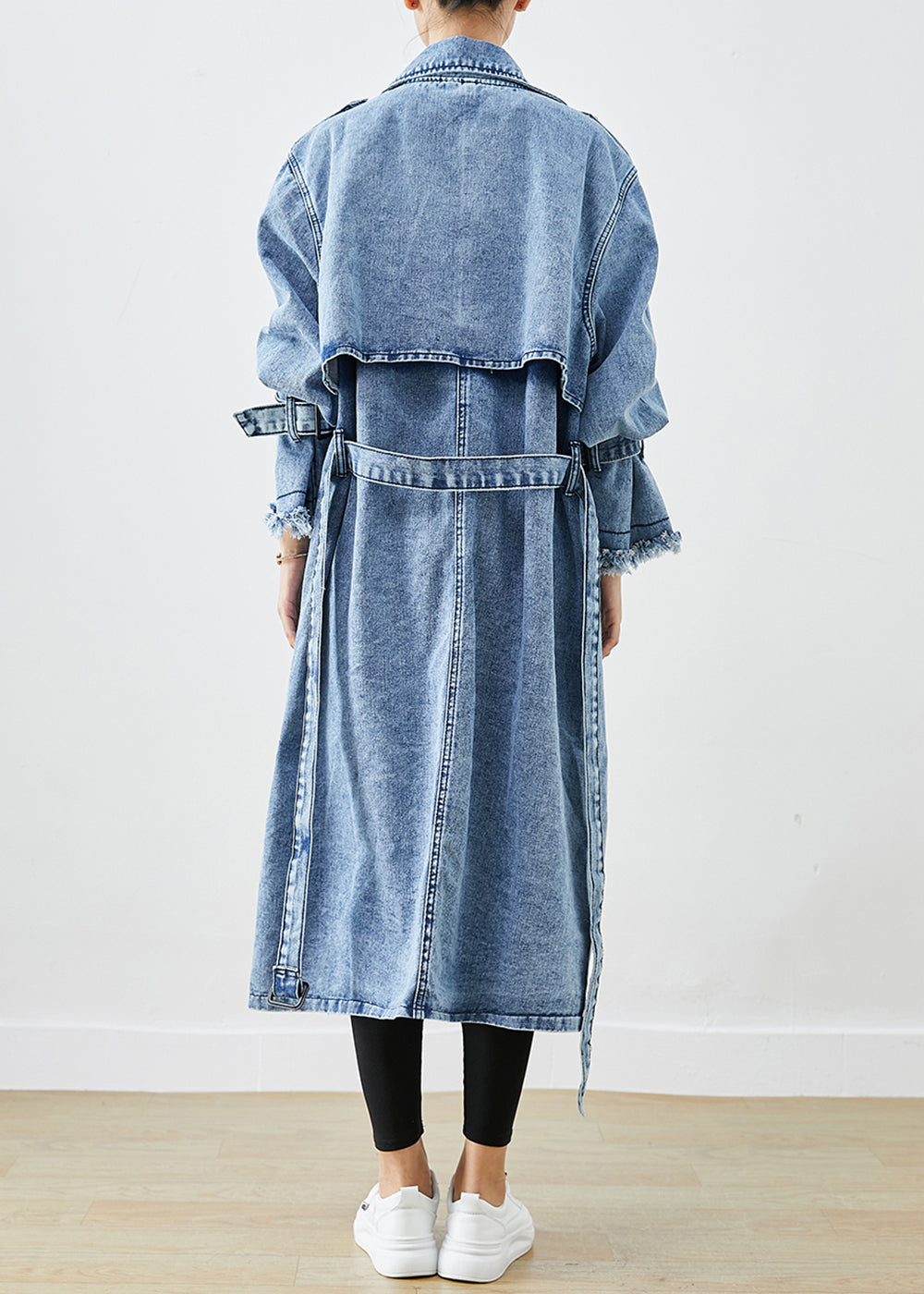 Dame Denim Trenchcoat med Revers 3