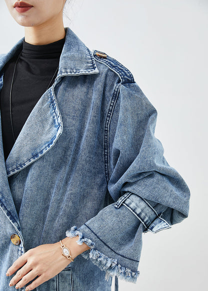 Dame Denim Trenchcoat med Revers 4