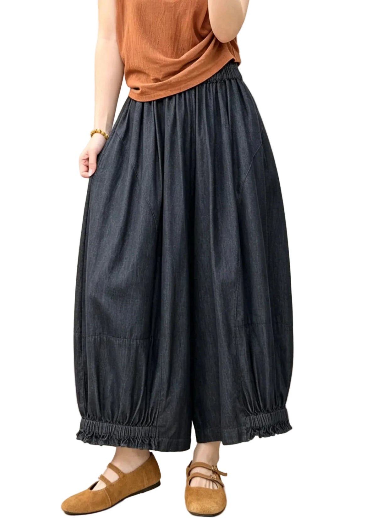 Dame Denimbukser med Flæser og Patchwork Design 0