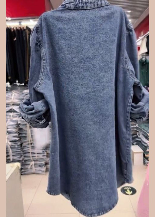 Dame Denimfrakke med Flæser og Lange Ærmer 1