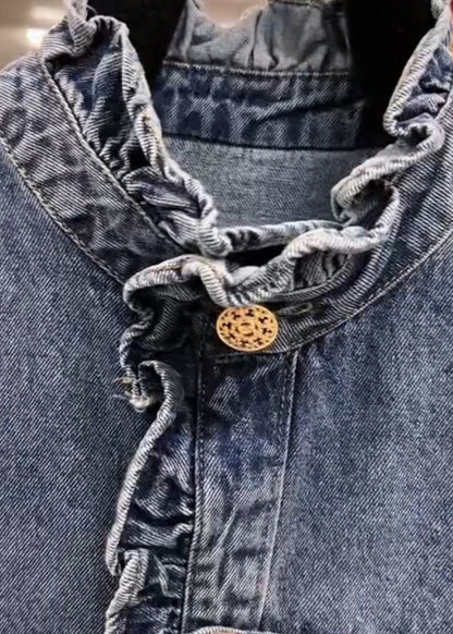 Dame Denimfrakke med Flæser og Lange Ærmer 3