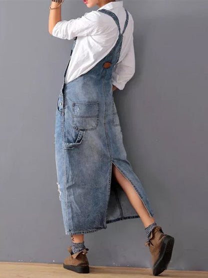 Dame Dungaree Kjole Med Justerbare Skulderstropper 2
