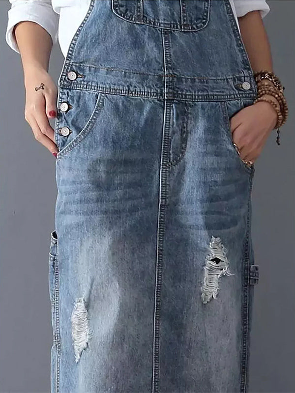 Dame Dungaree Kjole Med Justerbare Skulderstropper 6