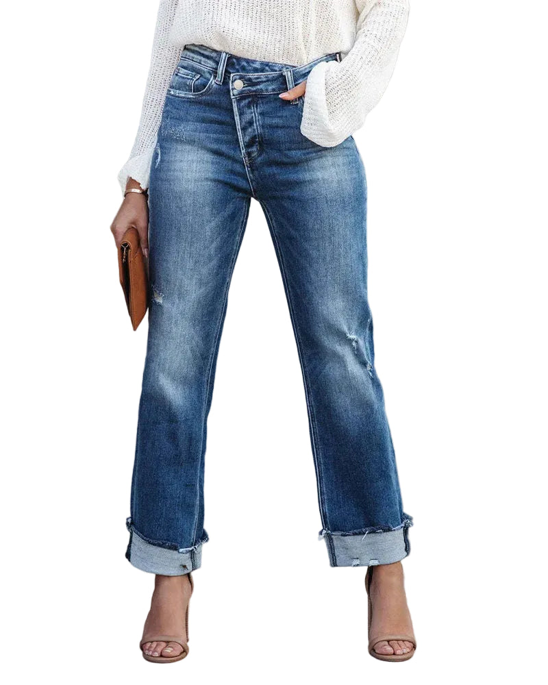 Dame Flared Jeans Høj Talje Trendy Stil 0