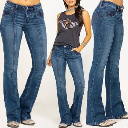 Dame Flared Jeans Retro Stil 4