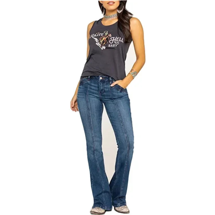 Dame Flared Jeans Retro Stil 5