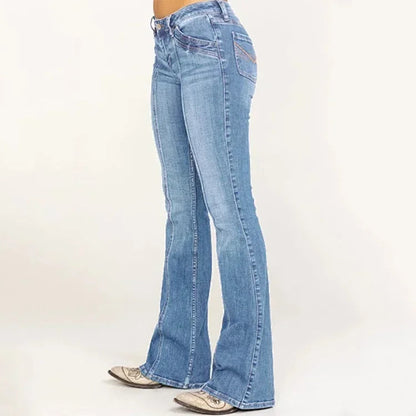 Dame Flared Jeans Retro Stil 6