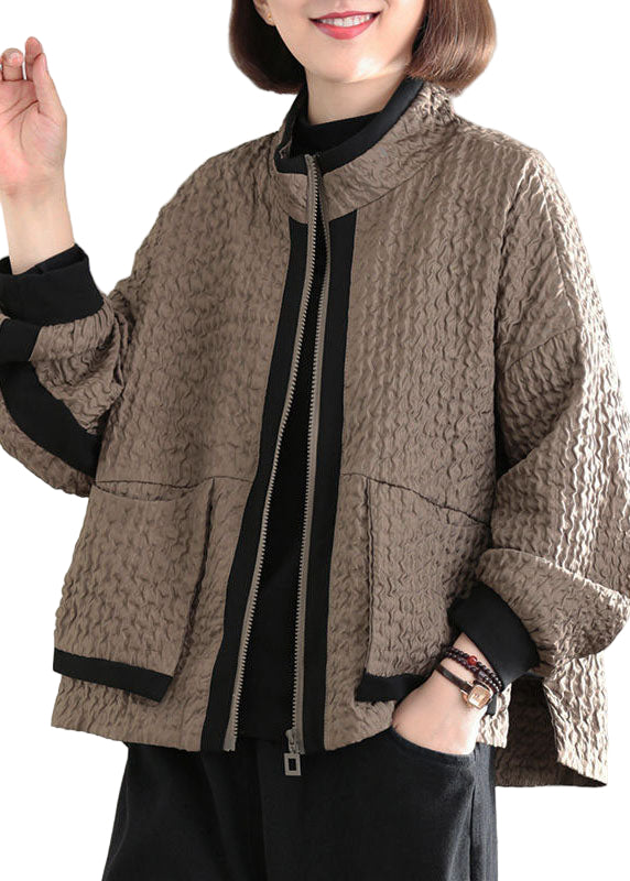 Dame Frakke Med Patchwork Lommer Fashionable Design 0