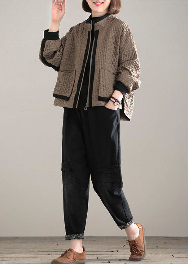 Dame Frakke Med Patchwork Lommer Fashionable Design 2