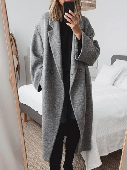 Dame Frakke Oversized Langline Med Dobbeltradet Design 1