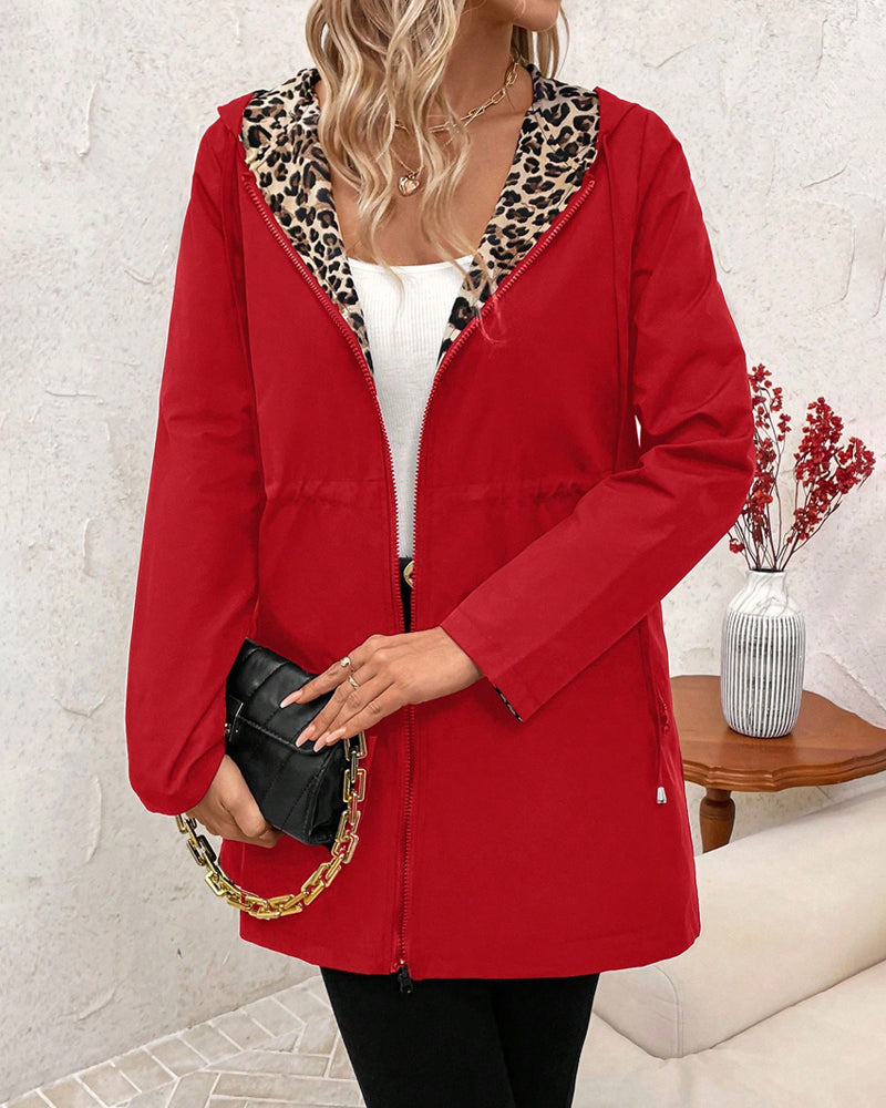 Dame Frakke Vendbar med Leopardprint - To Looks i Én 8