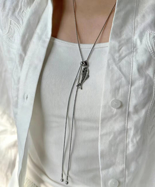 Dame Halskæde Boho Stil med Fisk og Lariat Design 0