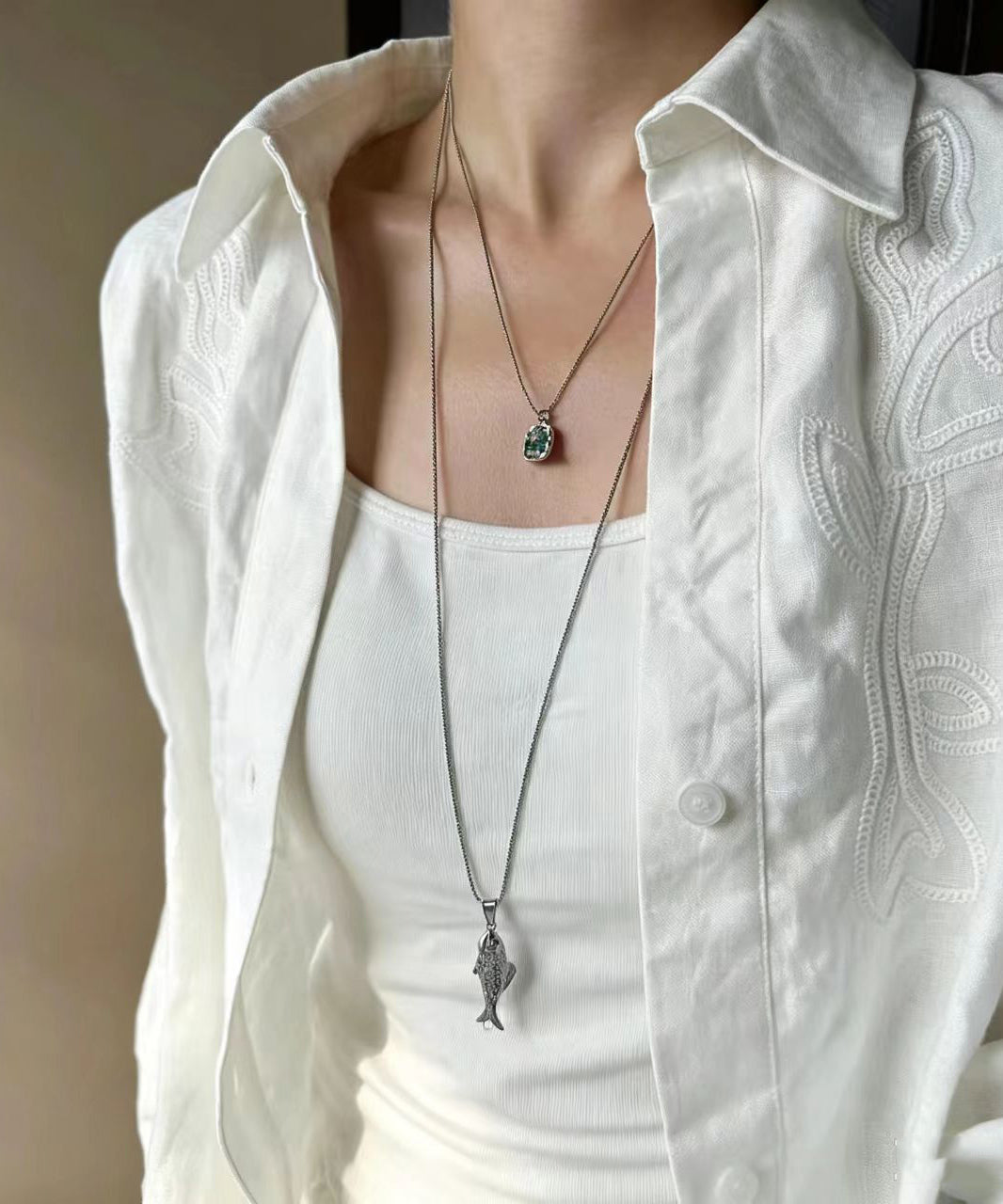 Dame Halskæde Boho Stil med Fisk og Lariat Design 1