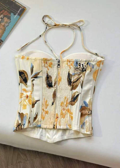 Dame Halter Tanktop Med Snøreprint Moderne Stil 1
