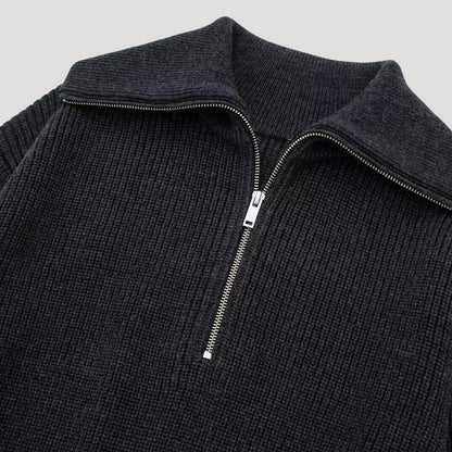 Dame Halv-Zipper Sweater Ribbet Stil 6