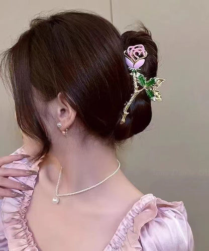 Dame Hårnål med Metal Rose og Zircon Detaljer 1
