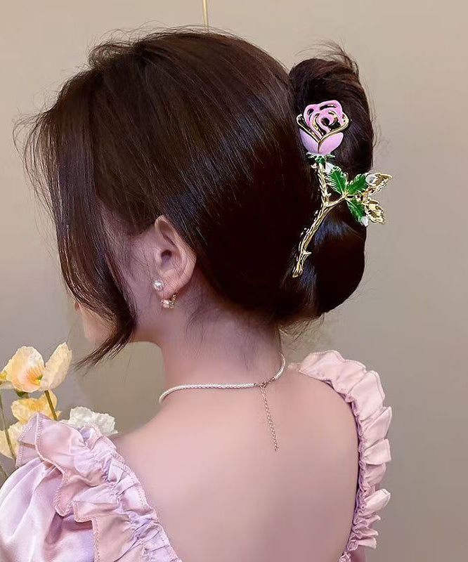 Dame Hårnål med Metal Rose og Zircon Detaljer 3