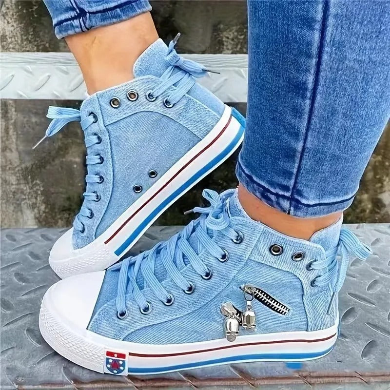 Dame Hi-Top Sneakers i denimstil 4