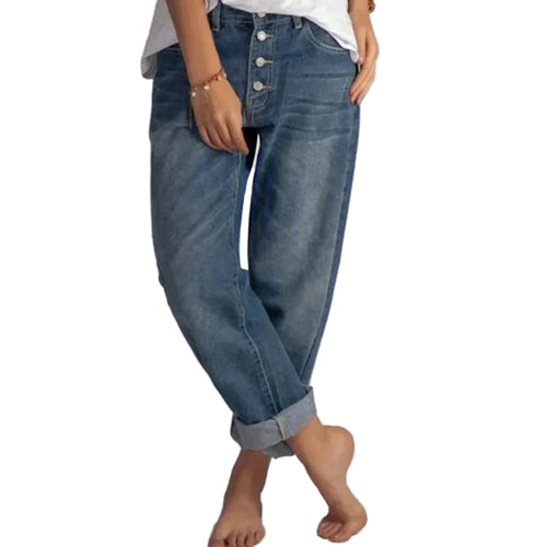 Dame Højtaljede Jeans Løs Pasform 0