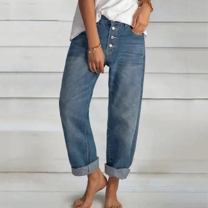 Dame Højtaljede Jeans Løs Pasform 1