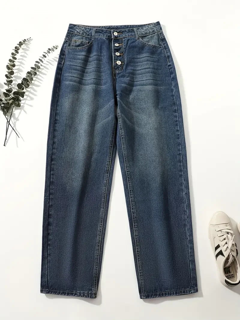 Dame Højtaljede Jeans Løs Pasform 3