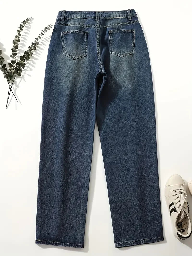 Dame Højtaljede Jeans Løs Pasform 4