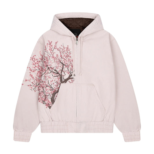 Dame Hoodie med Kirsebærblomster Design 0