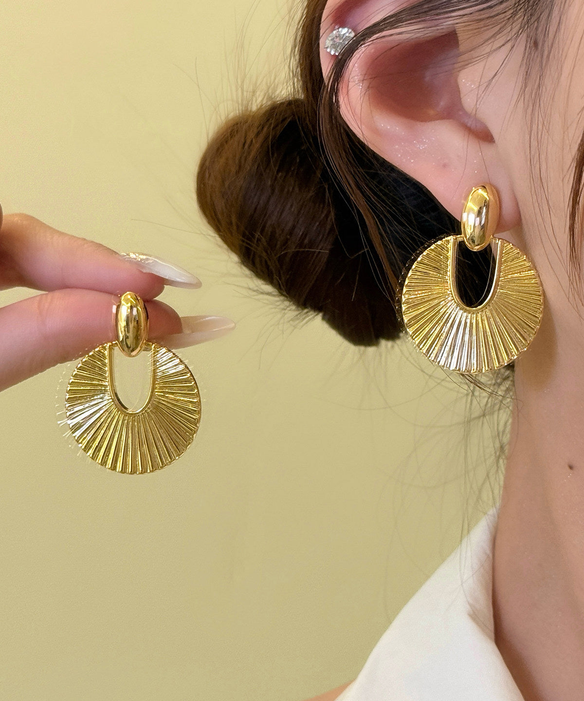 Dame Hoop Øreringe Fan-Formet Design 1