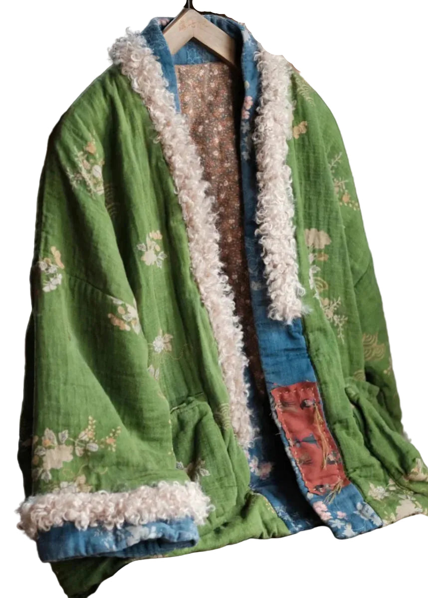 Dame Jakke Patchwork med Lommedetaljer og Kunstpels 0